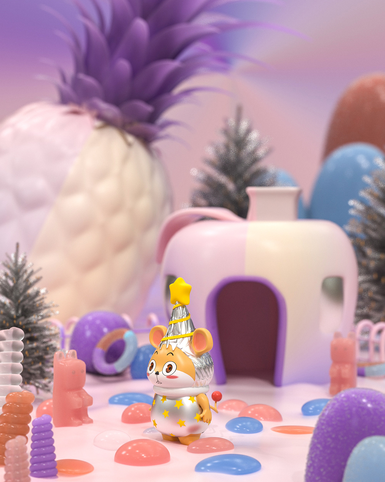 C4D “乐不思鼠” 食品美陈创意(图4)